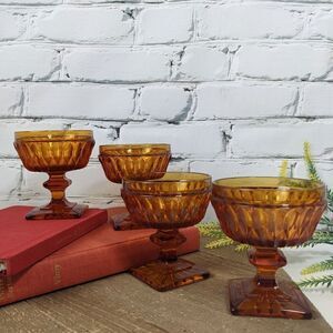 Indiana Glass Mt. Vernon Amber Champagne / desert cups set of 4
